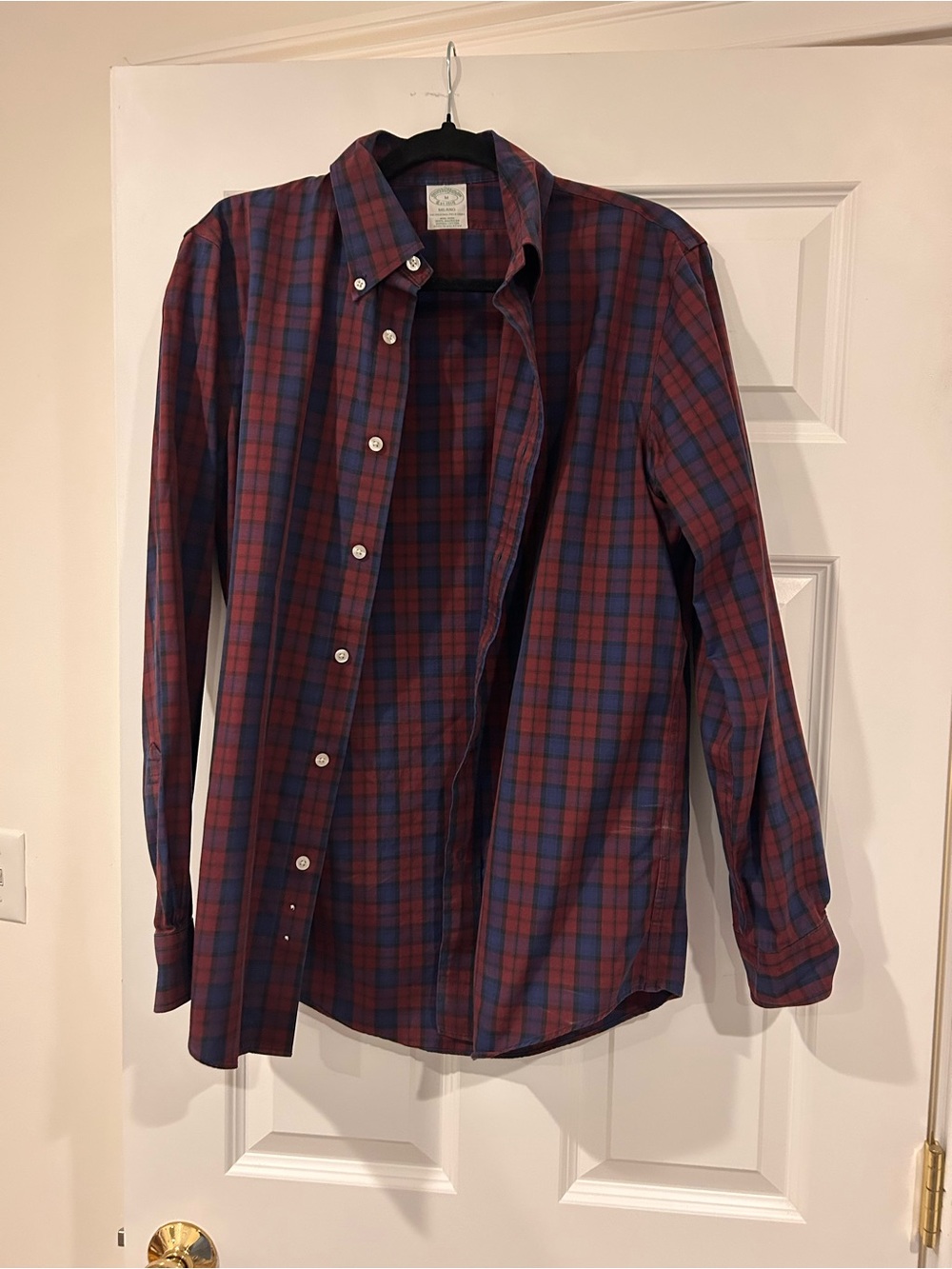 Brooks Brothers Milano Plaid Shirt - Burgundy, Navy & Black